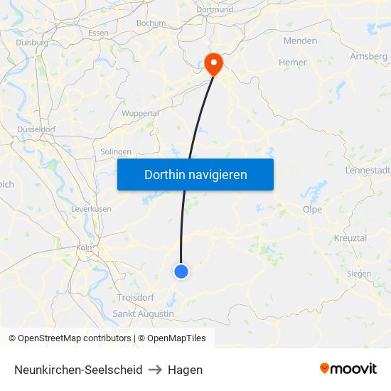 Neunkirchen-Seelscheid to Hagen map