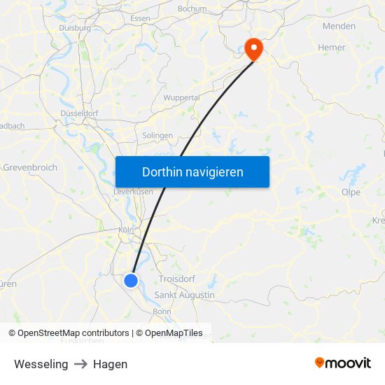 Wesseling to Hagen map