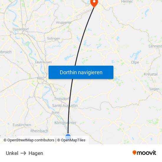 Unkel to Hagen map