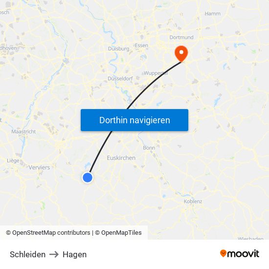 Schleiden to Hagen map