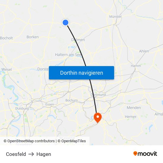 Coesfeld to Hagen map