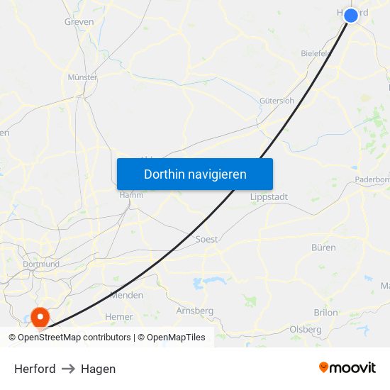 Herford to Hagen map