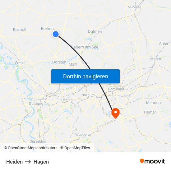 Heiden to Hagen map