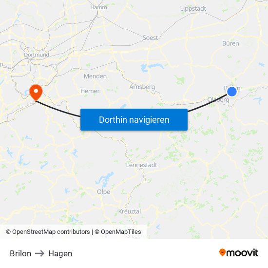 Brilon to Hagen map
