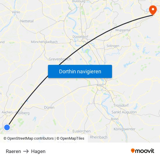 Raeren to Hagen map