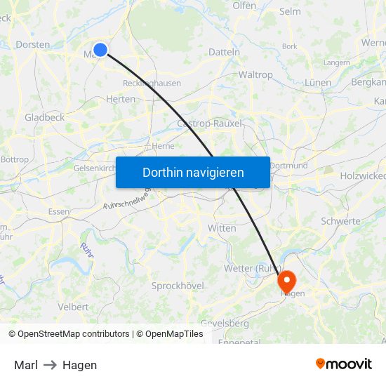 Marl to Hagen map