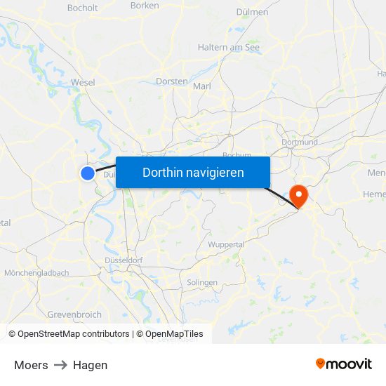 Moers to Hagen map