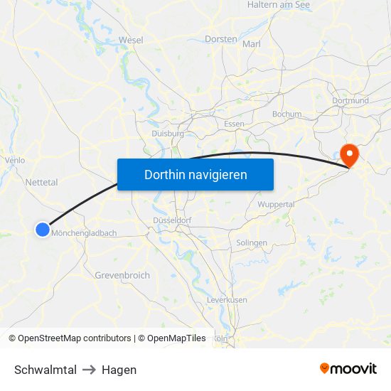 Schwalmtal to Hagen map