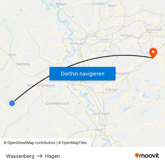 Wassenberg to Hagen map