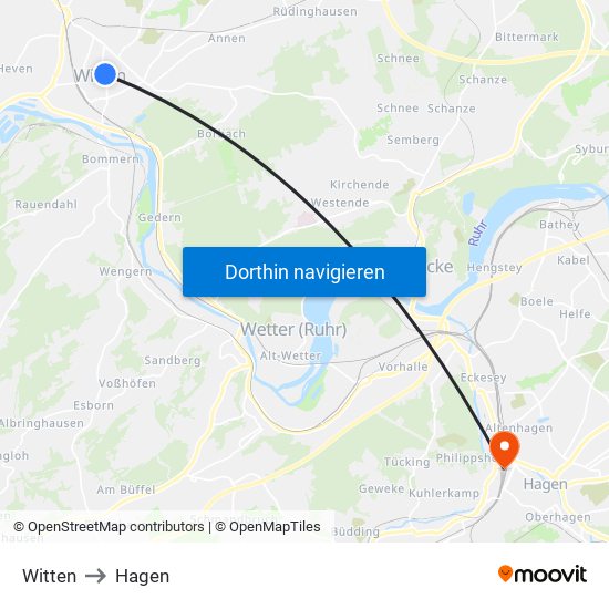 Witten to Hagen map