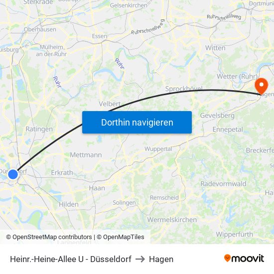 Heinr.-Heine-Allee U - Düsseldorf to Hagen map