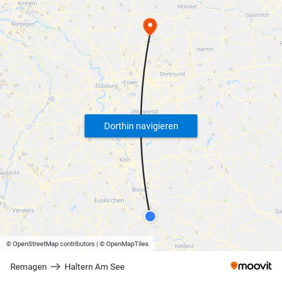 Remagen to Haltern Am See map