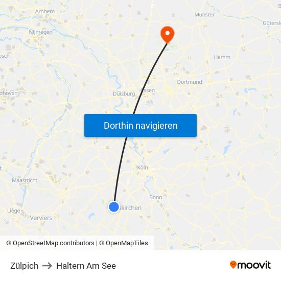 Zülpich to Haltern Am See map