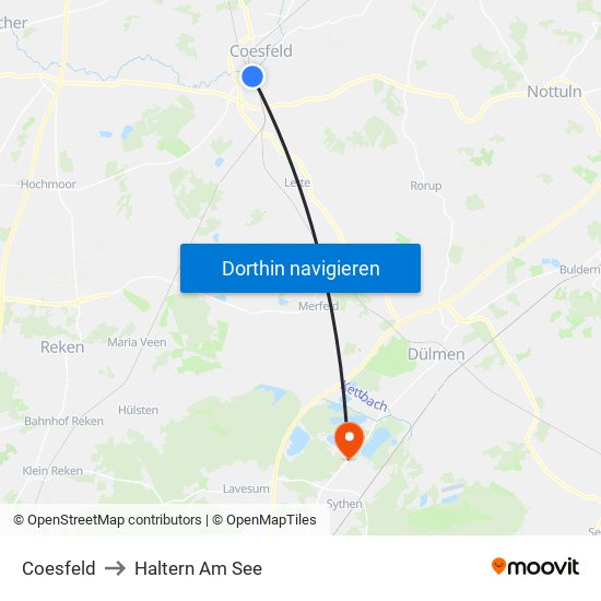 Coesfeld to Haltern Am See map