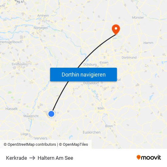 Kerkrade to Haltern Am See map