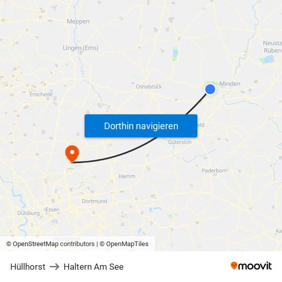 Hüllhorst to Haltern Am See map
