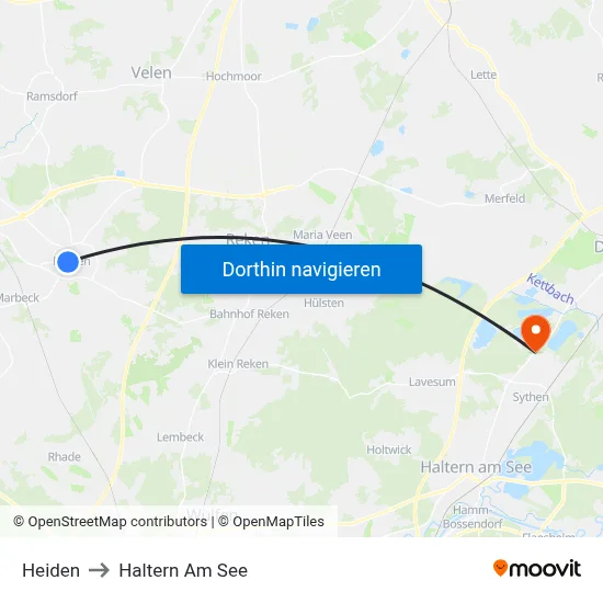 Heiden to Haltern Am See map