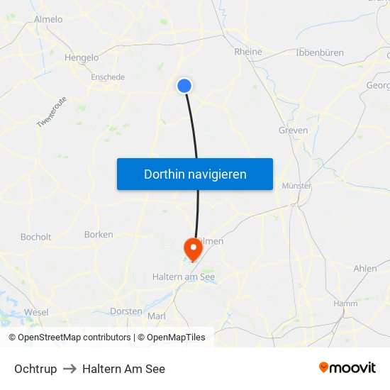 Ochtrup to Haltern Am See map