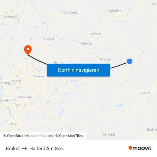 Brakel to Haltern Am See map