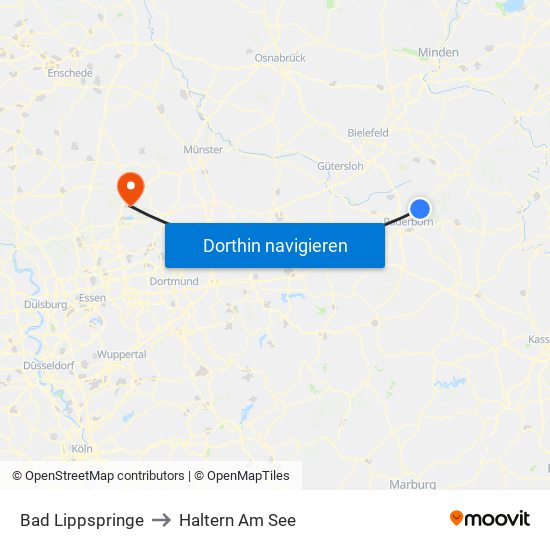 Bad Lippspringe to Haltern Am See map