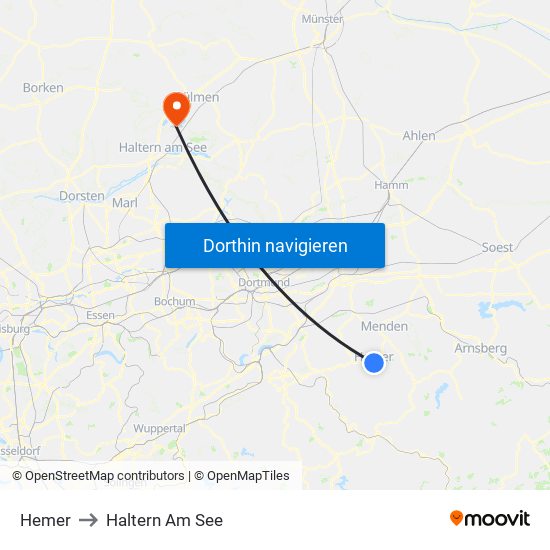 Hemer to Haltern Am See map