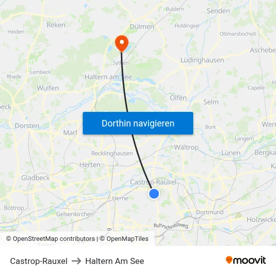 Castrop-Rauxel to Haltern Am See map