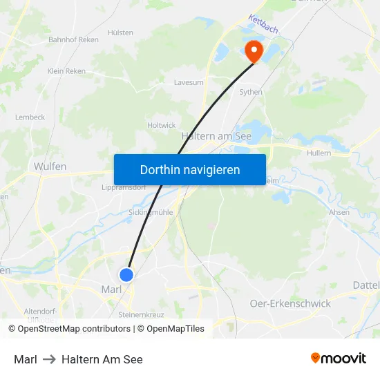 Marl to Haltern Am See map