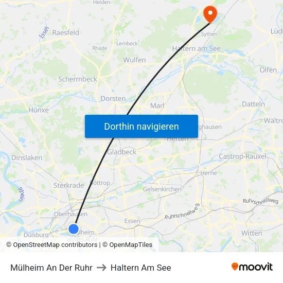 Mülheim An Der Ruhr to Haltern Am See map