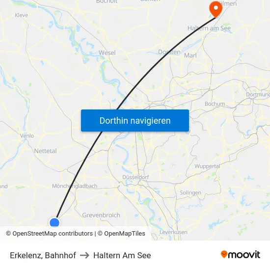 Erkelenz, Bahnhof to Haltern Am See map