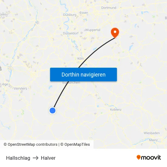 Hallschlag to Halver map