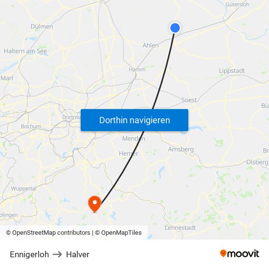 Ennigerloh to Halver map