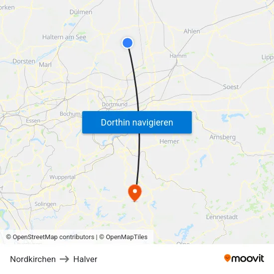 Nordkirchen to Halver map