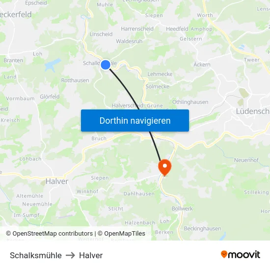 Schalksmühle to Halver map