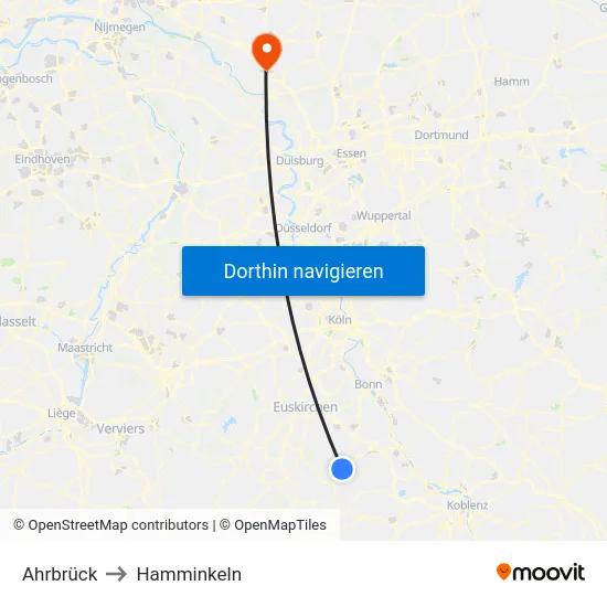 Ahrbrück to Hamminkeln map