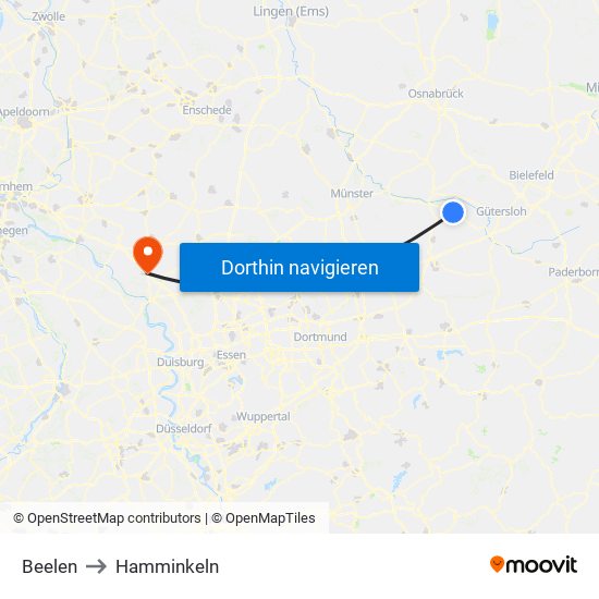 Beelen to Hamminkeln map