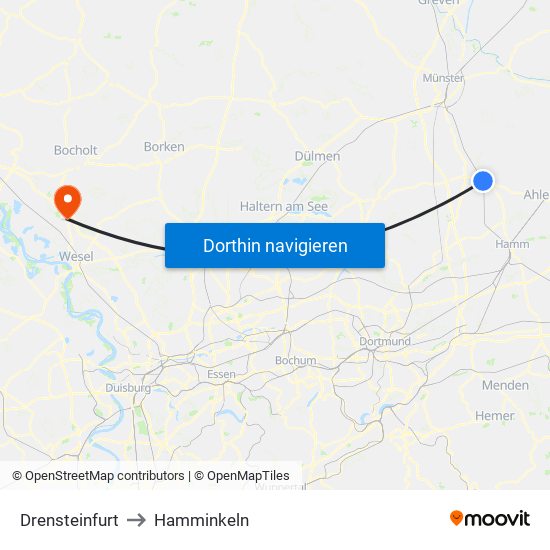 Drensteinfurt to Hamminkeln map