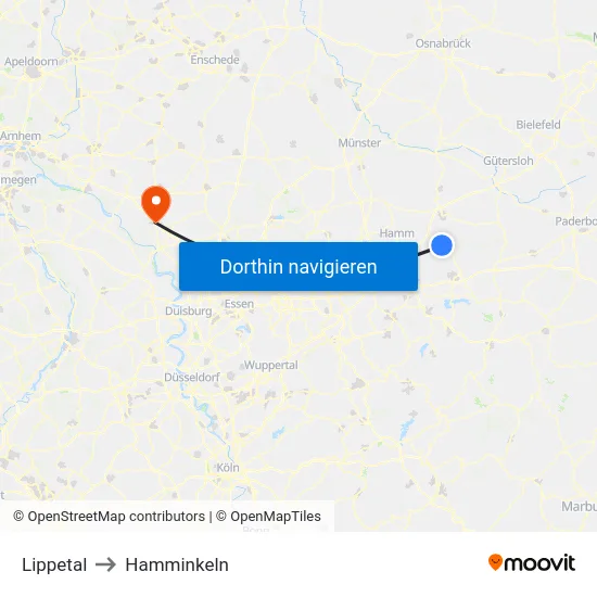 Lippetal to Hamminkeln map