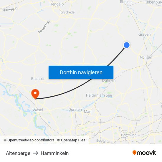 Altenberge to Hamminkeln map