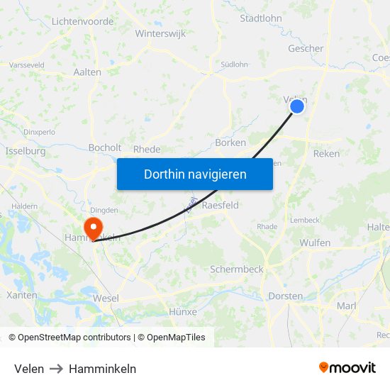 Velen to Hamminkeln map