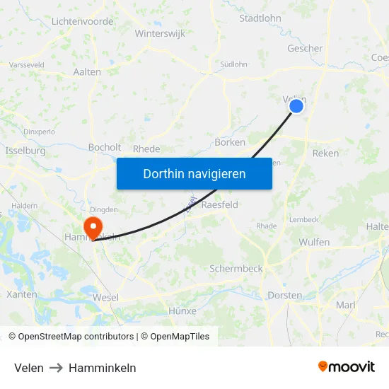 Velen to Hamminkeln map