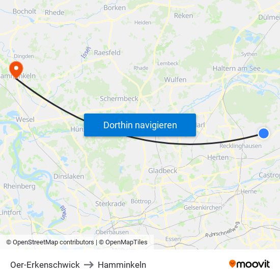 Oer-Erkenschwick to Hamminkeln map