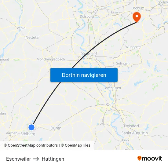 Eschweiler to Hattingen map