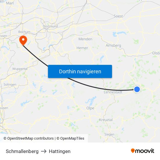 Schmallenberg to Hattingen map