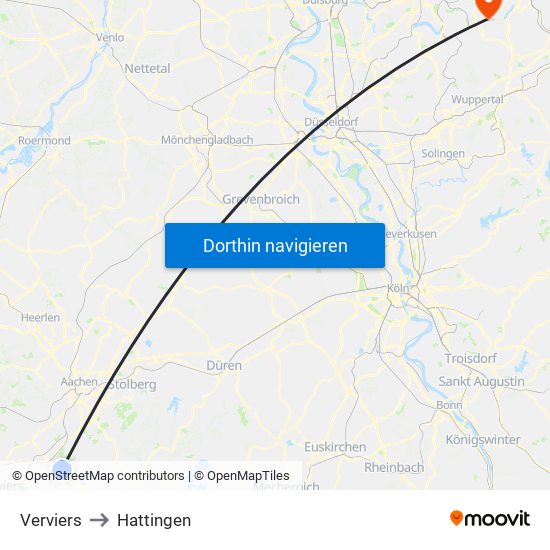 Verviers to Hattingen map