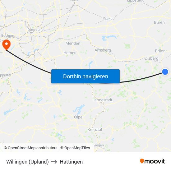 Willingen (Upland) to Hattingen map