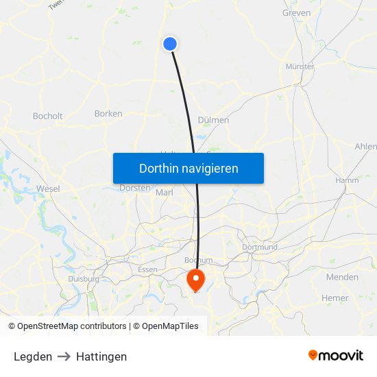 Legden to Hattingen map