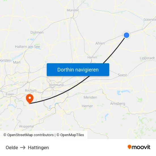 Oelde to Hattingen map