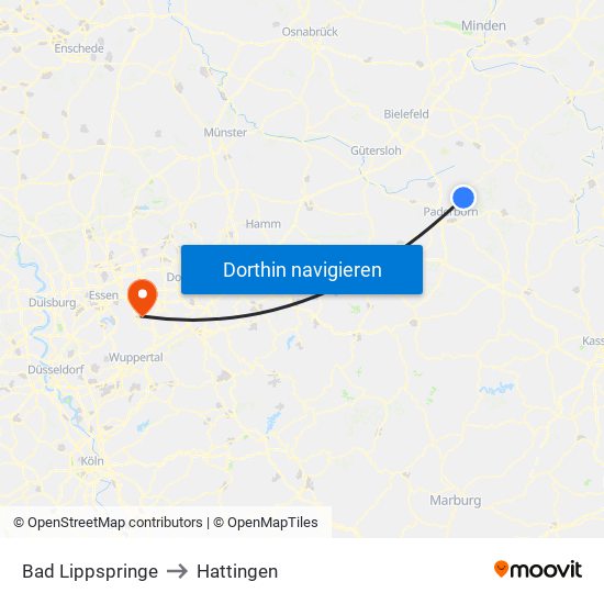 Bad Lippspringe to Hattingen map