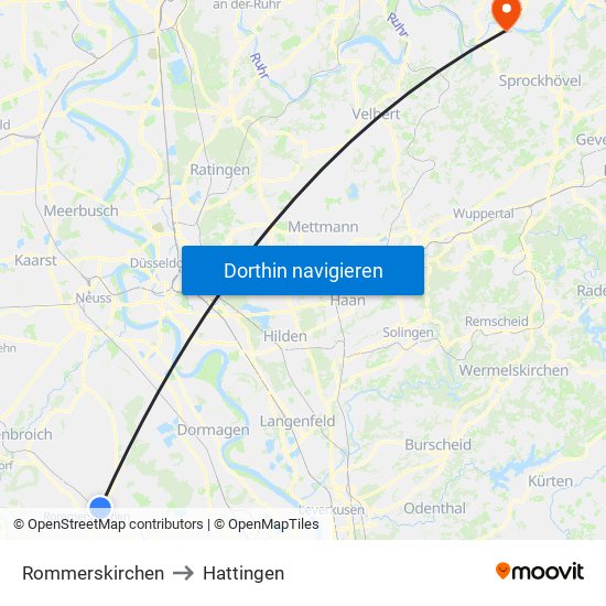 Rommerskirchen to Hattingen map