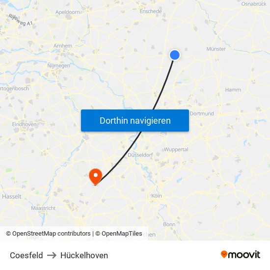 Coesfeld to Hückelhoven map